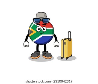 south africa flag mascot doing vacation , character design