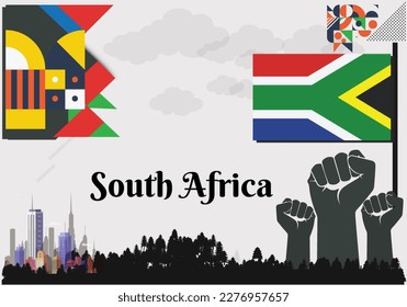 South Africa Flag and National or Independence day design for South Africa flag. Modern retro red green star  traditional abstract icons. Vector illustration.