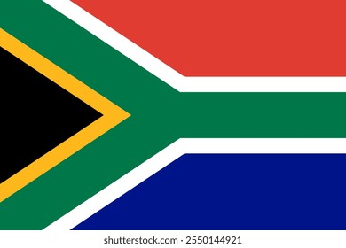 South Africa flag in official colors, dimensions and aspect ratio. Vector flag symbolizing national pride, identity, heritage, patriotism and authority