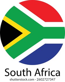 South Africa flag. Official national flag of the world. Country round shape illustration. Official coloring sign, country flag banner. International travel symbol isolated on transparent background.