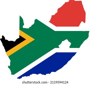 South Africa  flag on map isolated  on png or transparent  background,Symbol of South Africa ,template for banner,advertising, commercial, and business matching country,vector illustration