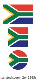 
South Africa flag PNG vector. South Africa square and round icon isolated on transparent PNG background. South Africa flag icon.

