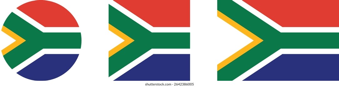 
South Africa flag PNG vector. South Africa square and round icon isolated on transparent PNG background. South Africa flag icon.

