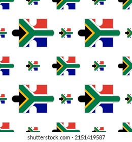 south africa flag puzzle pieces pattern on white background. vector illustration