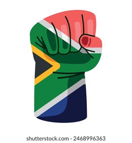 south africa flag raised hand freedom