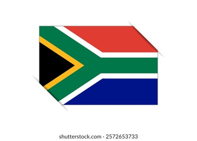 South Africa flag - rectangle colorful flag representing a country cultural identity and heritage. The essence of national pride and unity. Attached by the corners in a paper album