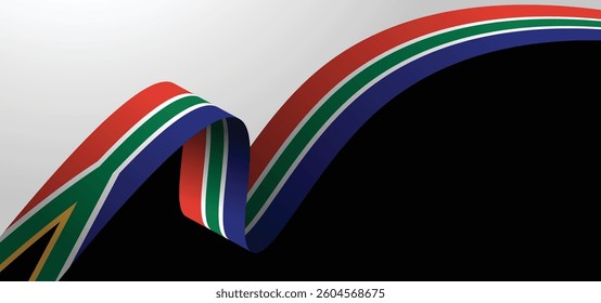 South Africa flag ribbon vector background