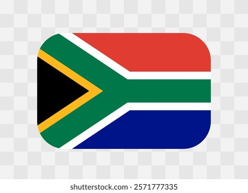 South Africa flag - rounded rectangle colorful flag representing a country cultural identity and heritage. The essence of national pride and unity. Vector flag on transparent background.