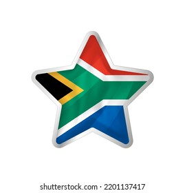 South Africa Flag In Star. Button Star And Flag Template. Easy Editing And Vector In Groups. National Flag Vector Illustration On White Background.