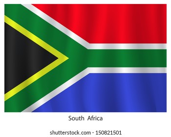 South Africa flag with title on the white background
