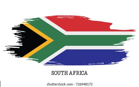 South Africa Flag Vector Grunge Paint Stroke  