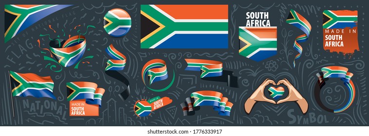 south africa flag, vector illustration on a white background