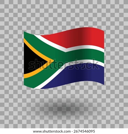 South Africa flag vector. South Africa wavy flag isolated transparent background. Flag of South Africa symbol icon. EPS 10