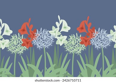 South Africa flowers background, tritonia and agapanthus svg