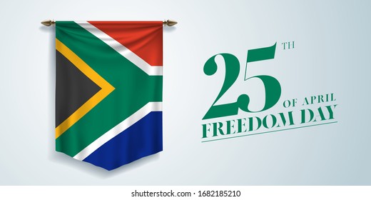 South Africa Freedom Day Greeting Card, Banner, Vector Illustration. South African National Day 25th Of April Background With Pennon