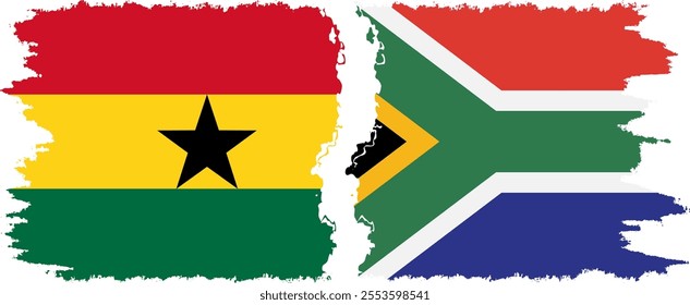 South Africa and Ghana grunge flags connection, vector