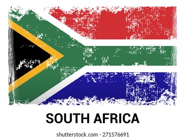 South Africa grunge flag isolated vector in official colors and Proportion Correctly. country's name label in bottom