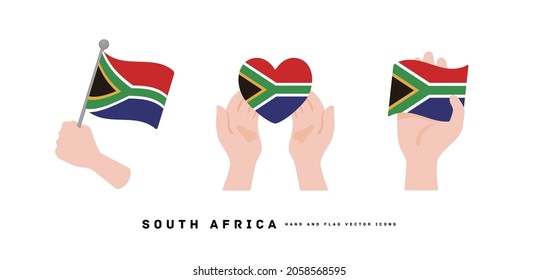 [South Africa] Hand and national flag icon vector illustration

