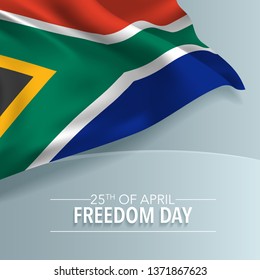 South Africa happy freedom day greeting card, banner, vector illustration. South African national day 25th of April background with elements of flag, square format