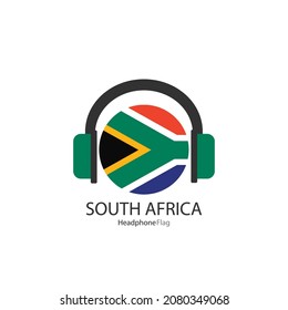 South Africa headphone flag vector on white background.
