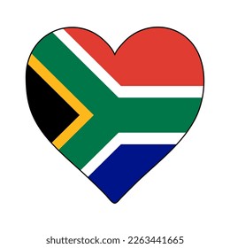 South Africa Heart Shape Flag. Love South Africa. Visit South Africa. Southern Africa. African Union. Vector Illustration Graphic Design.