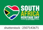 South Africa Heritage Day background or banner design template with South Africa flag. Holiday concept. Template for background, banner, card, poster, placard, design template with unique shapes.