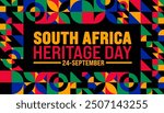 South Africa Heritage Day geometric shape pattern background or banner design template. Holiday concept. Template for background, banner, card, poster, placard, design template with unique shapes.