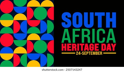 Südafrika Heritage Day geometrische Form Muster Hintergrund oder Banner Design-Vorlage. Urlaubskonzept. Vorlage für Hintergrund, Banner, Karte, Poster, Plakat, Designvorlage mit einzigartigen Formen.