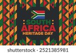 South Africa Heritage Day. Happy holiday. Celebrate culture and traditions of nation. South African flag. Poster with illustration. Pattern design. Vector