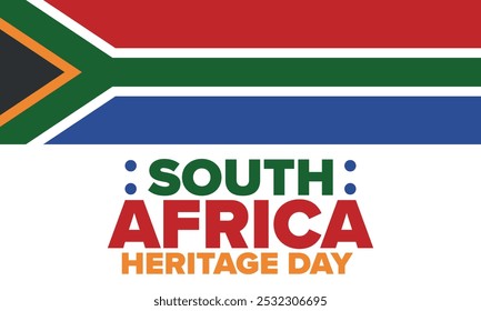 South Africa Heritage Day. Happy holiday. Celebrate culture and traditions of nation. South African flag. Poster with illustration. Pattern design. Vector