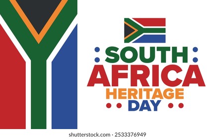 South Africa Heritage Day. Happy holiday. Celebrate culture and traditions of nation. South African flag. Poster with illustration. Pattern design. Vector