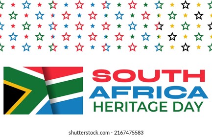 South Africa Heritage Day. Public holiday celebrated on 24 September. On this day, South Africans are encouraged to celebrate their culture and the diversity of their beliefs and traditions. EPS10.