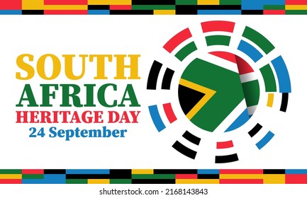 South Africa Heritage Day. Public holiday celebrated on 24 September. On this day, South Africans are encouraged to celebrate their culture and the diversity of their beliefs and traditions. EPS10.