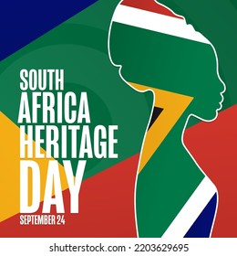 South Africa Heritage Day. September 24. Holiday concept. Template for background, banner, card, poster with text inscription. Vector EPS10 illustration