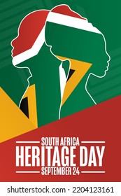 South Africa Heritage Day. September 24. Holiday concept. Template for background, banner, card, poster with text inscription. Vector EPS10 illustration