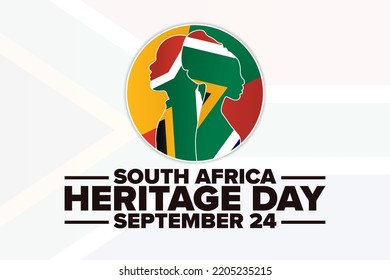 South Africa Heritage Day. September 24. Holiday concept. Template for background, banner, card, poster with text inscription. Vector EPS10 illustration