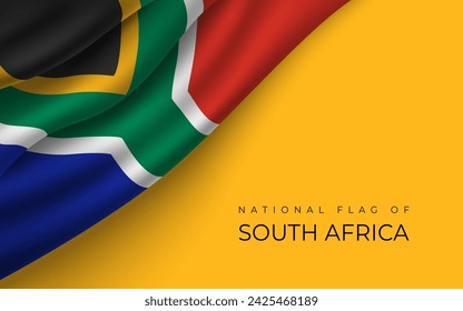 Pancarta horizontal de Sudáfrica con la bandera nacional sobre un fondo blanco. Imagen vectorial. Copiar espacio para texto