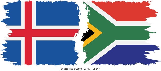 South Africa and Iceland grunge flags connection, vector