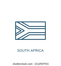 south africa icon. Thin linear south africa outline icon isolated on white background. Line vector south africa sign, symbol for web and mobile