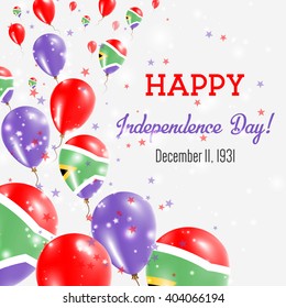 South Africa Independence Day Greeting Card. Flying Balloons in South Africa National Colors. Happy Independence Day South Africa Vector Illustration.