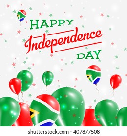 South Africa Independence Day Patriotic Design. Balloons in National Colors of the Country. Happy Independence Day Vector Greeting Card.