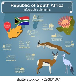 South Africa infographics, statistical data, sights. Vector illustration