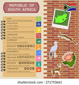 South Africa infographics, statistical data, sights. Vector illustration