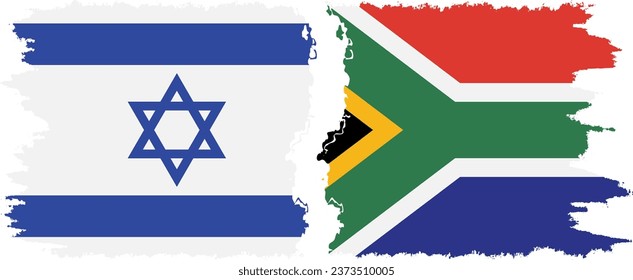 South Africa and Israel grunge flags connection, vector