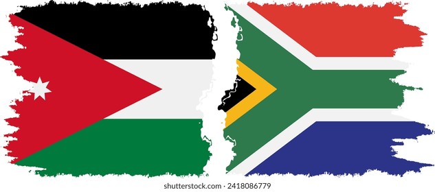 South Africa and Jordan grunge flags connection, vector
