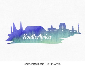 South Africa Landmark Global Travel And Journey watercolor background. Vector Design Template.used for your advertisement, book, banner, template, travel business or presentation.