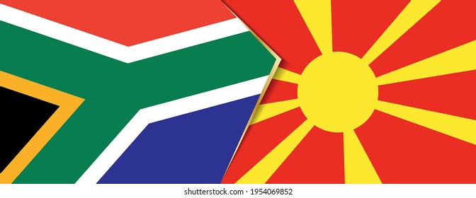 South Africa and Macedonia flags, two vector flags symbol of relationship or confrontation.