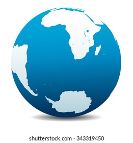 South Africa, Madagascar, South America and Antarctica, South Pole