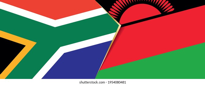 South Africa and Malawi flags, two vector flags symbol of relationship or confrontation.