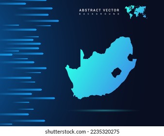 South Africa map with abstract blue background technology.